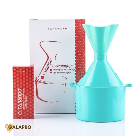 Galapro® inhalator+PROPOLIS rastvor za inhalaciju - Galapro set za inhalaciju koji sadrži anatomsku plastičnu posudu za inhalaciju za višekratnu u potrebu i flašica rastvora za inhalaciju sa propolisom