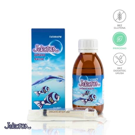Jekogal® riblje ulje jetre bakalara bez dodatog ukusa u staklenoj flašici bez glutena