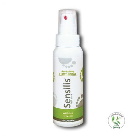 SENSILIS® sprej za dezodoriranje stopala sa čajnim drvom u plastičnom pakovanju sa raspršivačem